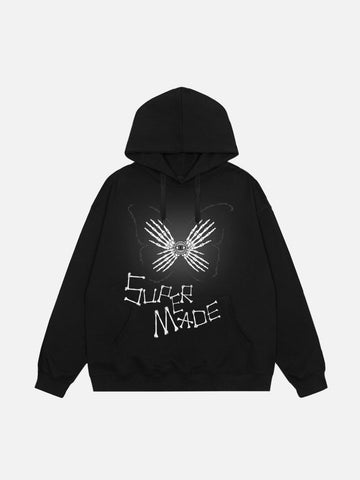 Makersluxe® - Skull Stitching Letters Creative Design Printed Sweatshirt
