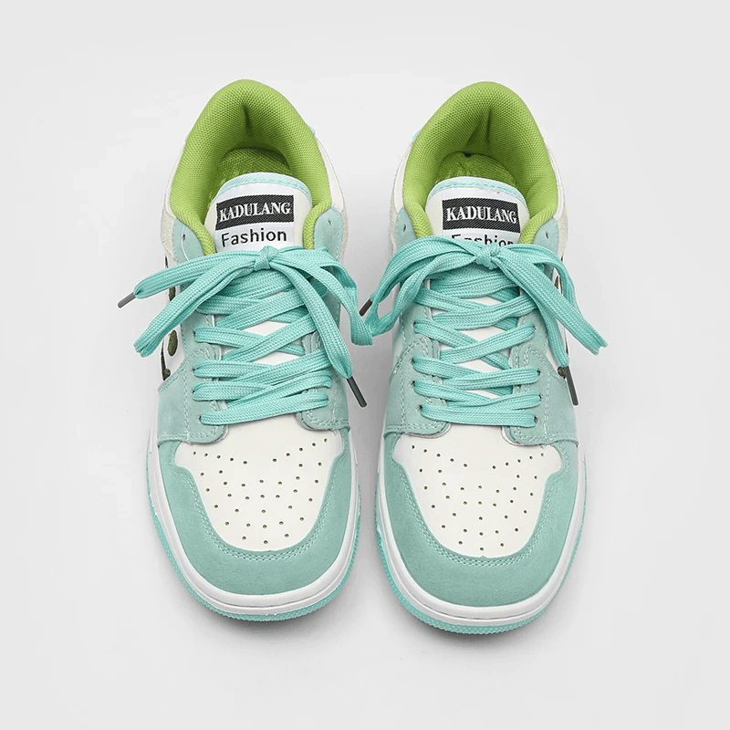 Makersluxe® - Smile Embroidery Sneakers Green Shoes