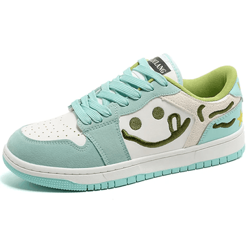 Makersluxe® - Smile Embroidery Sneakers Green Shoes