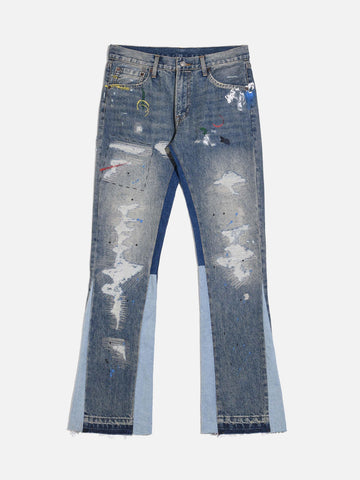 Makersluxe® - Splashing Ink Patchwork Jeans