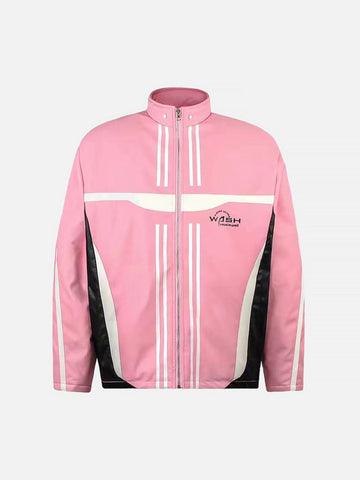 Makersluxe® - Stand Collar Motorcycle PU Leather Racing Jacket - 1941