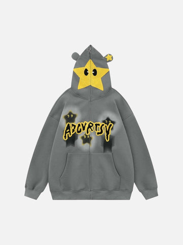 Makersluxe® - Star Embroidered Hooded Sweatshirt - 1843