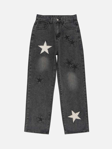 Makersluxe® - Star Patch Embroidery Jeans