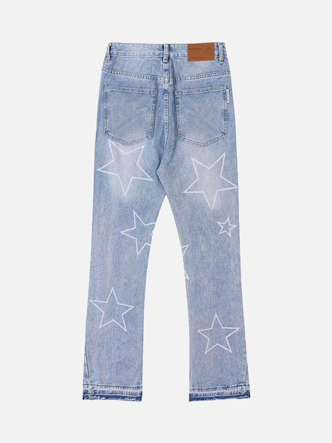 Makersluxe® - Star Print Ripped Jeans - 1741