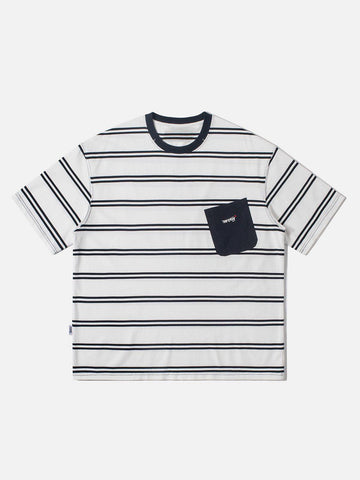 Makersluxe® - Striped Patch Pocket Tee
