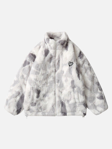 Makersluxe® - Tie-dye Stand-up Collar Sherpa Jacket