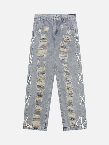 Makersluxe® - Torn Side Straps Design Sense Jeans