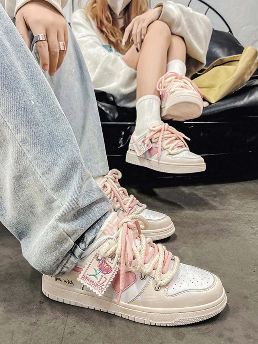 Makersluxe® - Versatile Rose Stamp Print Board Casual Shoes - 1615