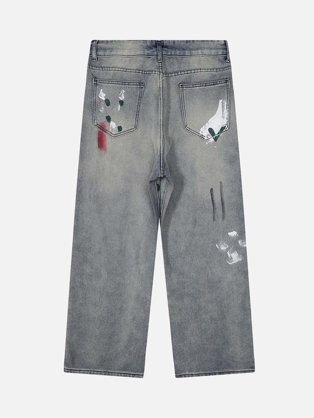 Makersluxe® - Vintage Ink Splash Washed And Distressed Jeans