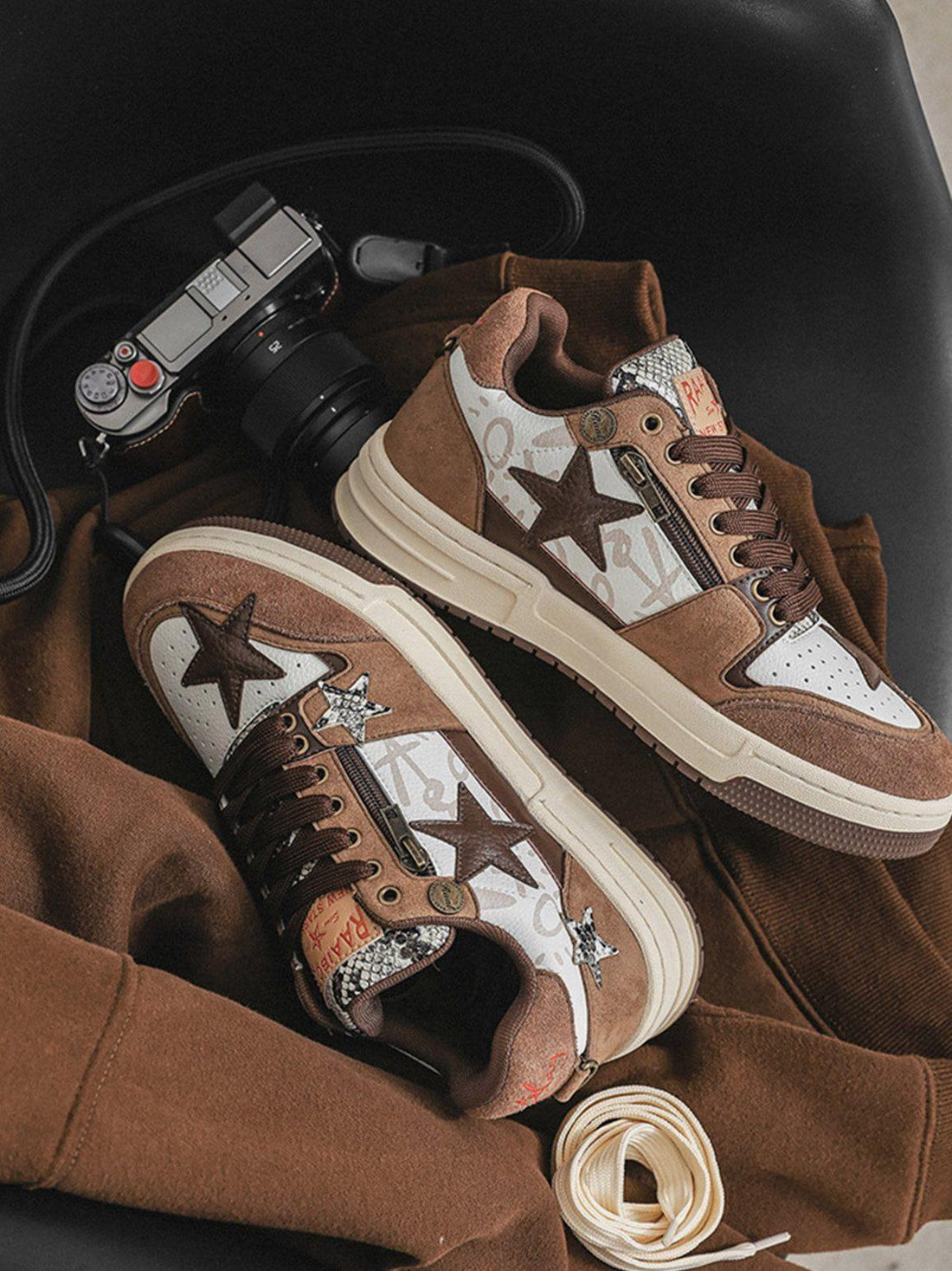 Makersluxe® - Vintage Star Patchwork Skate Shoes