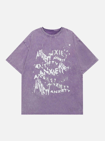 Makersluxe® - Washed Irregular Letter Print Tee