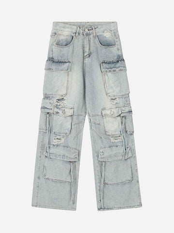 Makersluxe® - Washed Multi-pocket Work Jeans - 1830