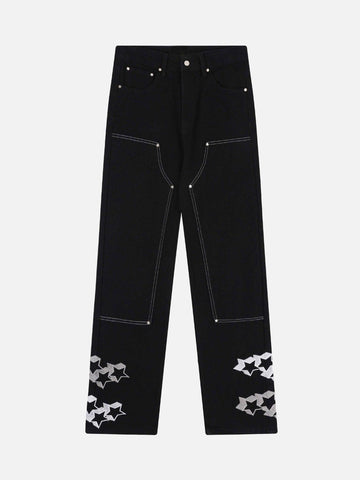 Makersluxe® - Willow Nail Star Embroidered Jeans