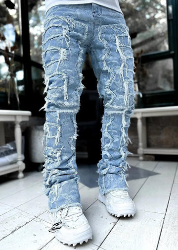 1984 Stretched Patchwork Tassel Damaged Jeans G14