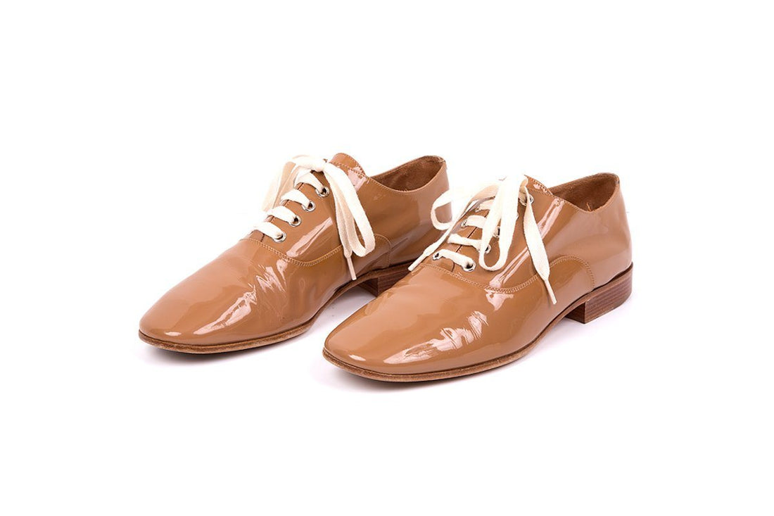 Marc Jacobs 39 Nude Patent Leather Lace Up  Flats Sale