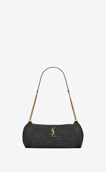 Saint Laurent Women Small Cassandre Raffia Shoulder Bag