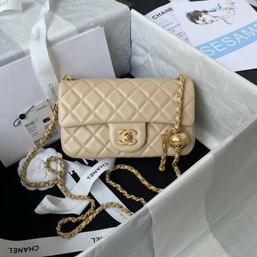 Makersluxe - Mini Flap Bag Lambskin Apricot Gold