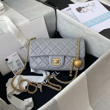 Makersluxe - Mini Flap Bag Lambskin Gray Gold