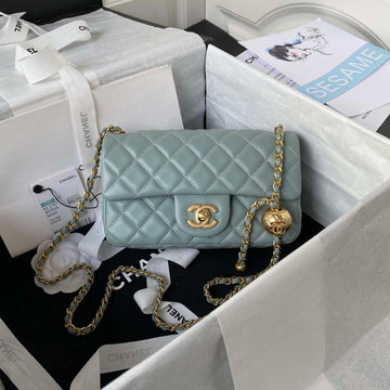 Makersluxe - Mini Flap Bag Lambskin Blue Gold