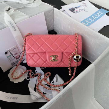 Makersluxe - Mini Flap Bag Football Lambskin Pink Gold
