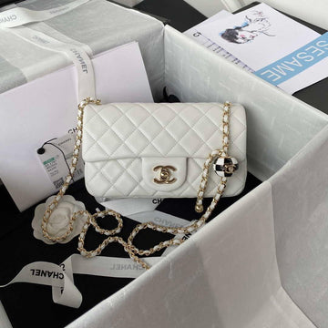 Makersluxe - Mini Flap Bag Football Lambskin White Gold