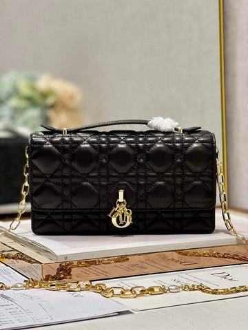 Makersluxe - Mini Miss Bag Latte Cannage Lambskin Black