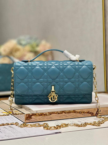 Makersluxe - Mini Miss Bag Latte Cannage Lambskin Blue