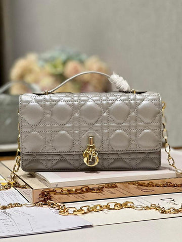 Makersluxe - Mini Miss Bag Latte Cannage Lambskin Gray