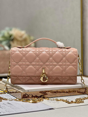 Makersluxe - Mini Miss Bag Latte Cannage Lambskin Pink