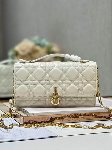 Makersluxe - Mini Miss Bag Latte Cannage Lambskin White