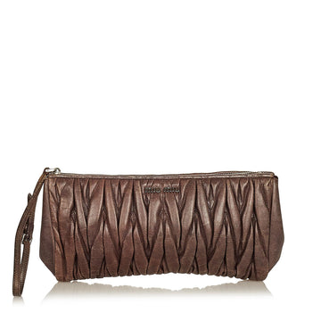Miu Miu Matelasse Leather Clutch Bag