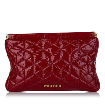 Miu Miu Matelasse Patent Leather Frame Clutch Bag