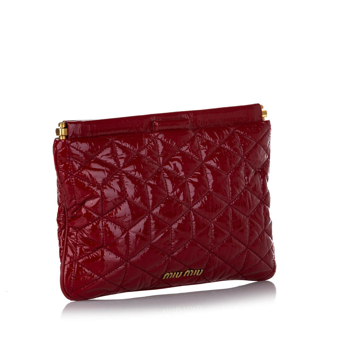 Miu Miu Matelasse Patent Leather Frame Clutch Bag
