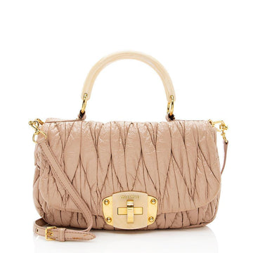 Miu Miu Matelasse Patent Leather Top Handle Flap Bag - FINAL SALE