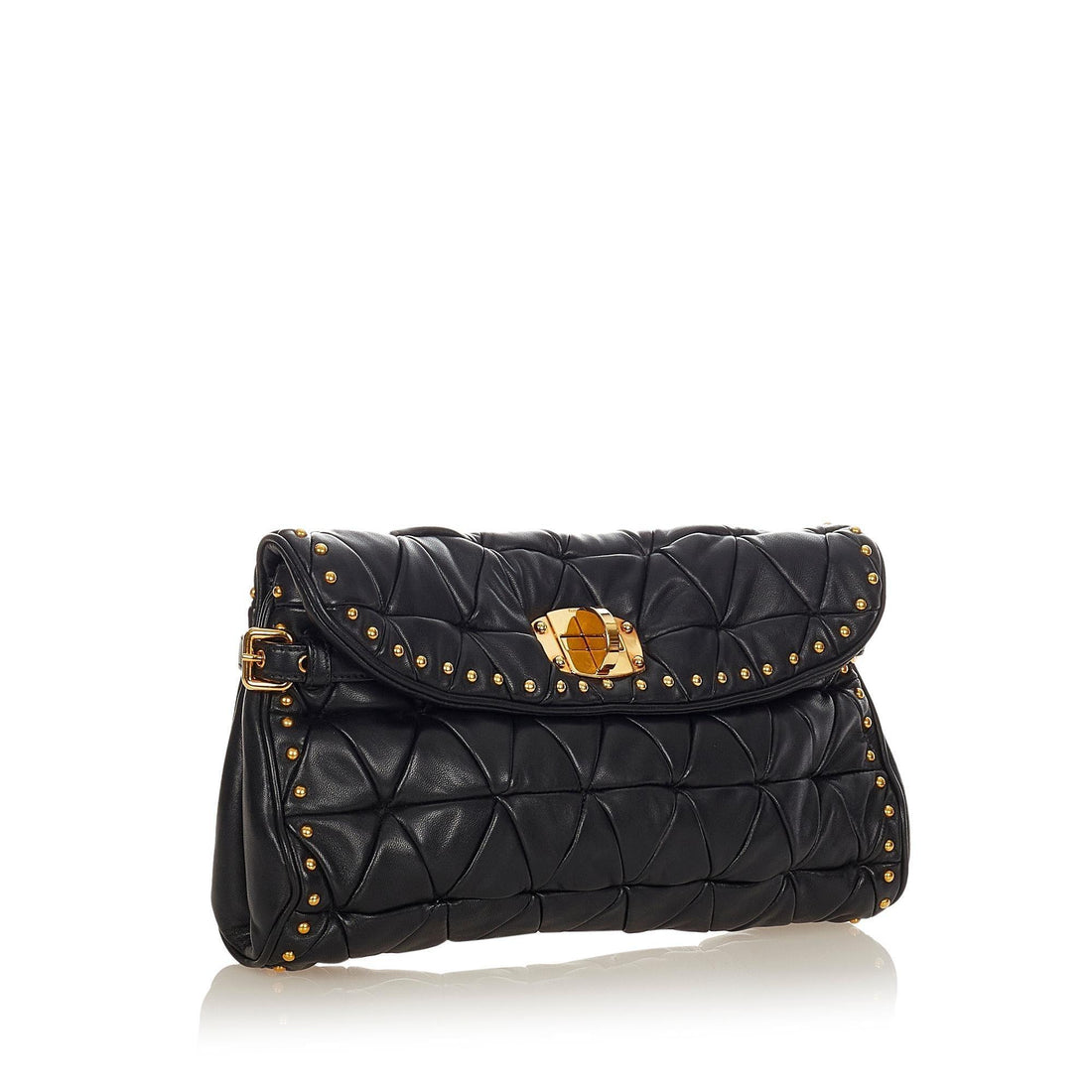 Miu Miu Quilted Studded Leather Clutch Bag