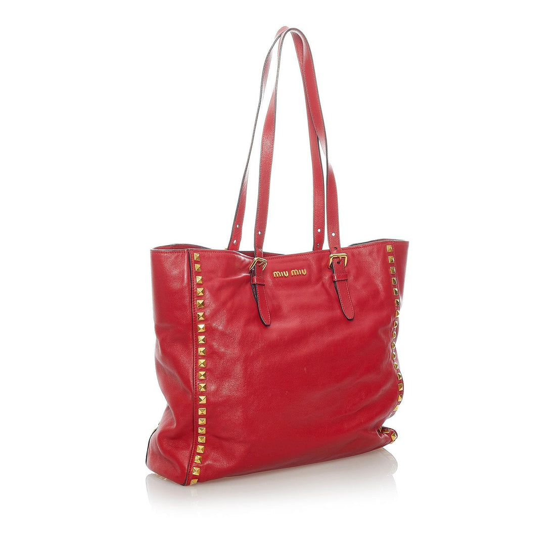 Miu Miu Studded Leather Tote Bag