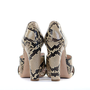 Snakeskin Banana Heel Sandals