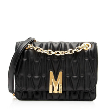 Moschino Monogram Quilted Leather M Logo Medium Chain Bag
