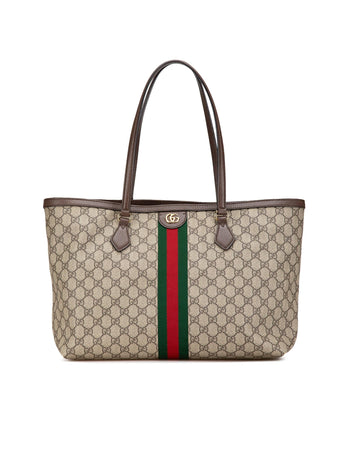 Medium Supreme Ophidia Tote with Leather Trim and Magnetic Closure