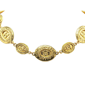 Gold Plated Medallion Link Necklace with Spring Ring Closure