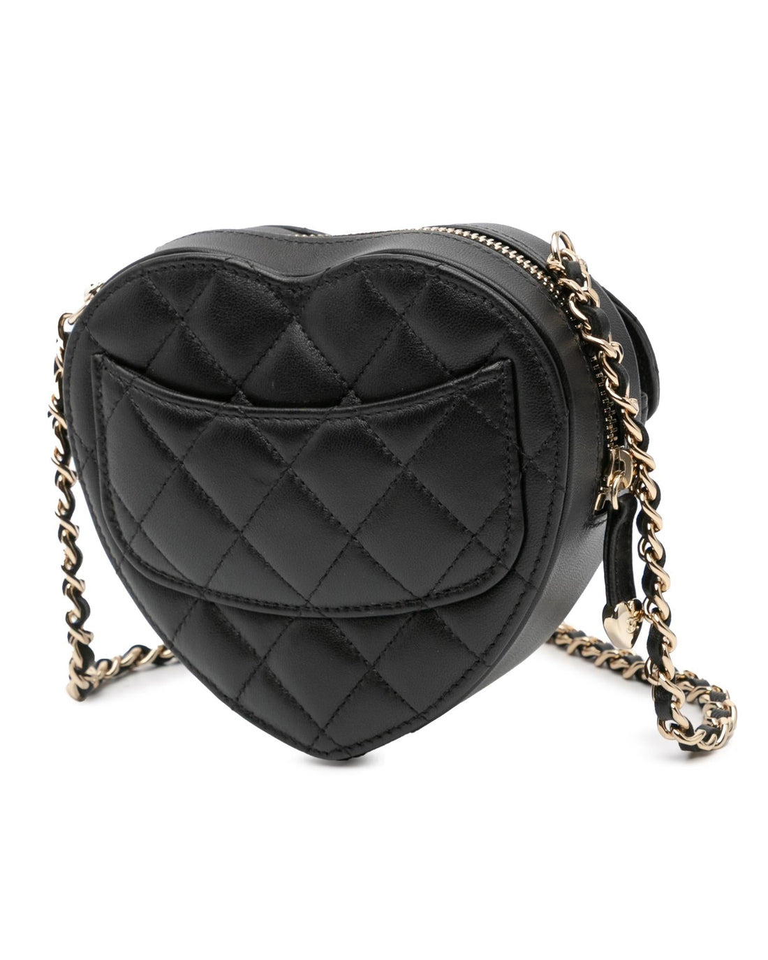 Quilted Lambskin Leather Heart Crossbody Bag with Chain Strap
