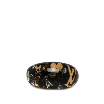Black Louis Vuitton Crystal Inclusion Resin Ring Costume Bracelet