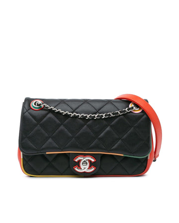 Small Quilted Lambskin Flap Bag with Chain Shoulder Strap and CC Twist-Lock Closure