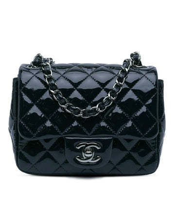 Mini Square Classic Patent Leather Flap Bag with Chain Strap