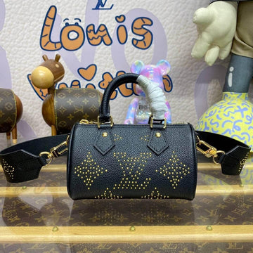 Makersluxe Nano Speedy Black Monogram With Studs - LUV 415