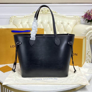 Makersluxe Black Leather Neverfull Bag with Pouch - LUV 549