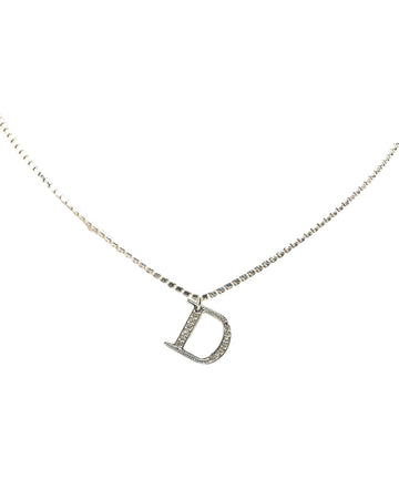 Double Chain Crystal Pendant Necklace with Rhinestone Details
