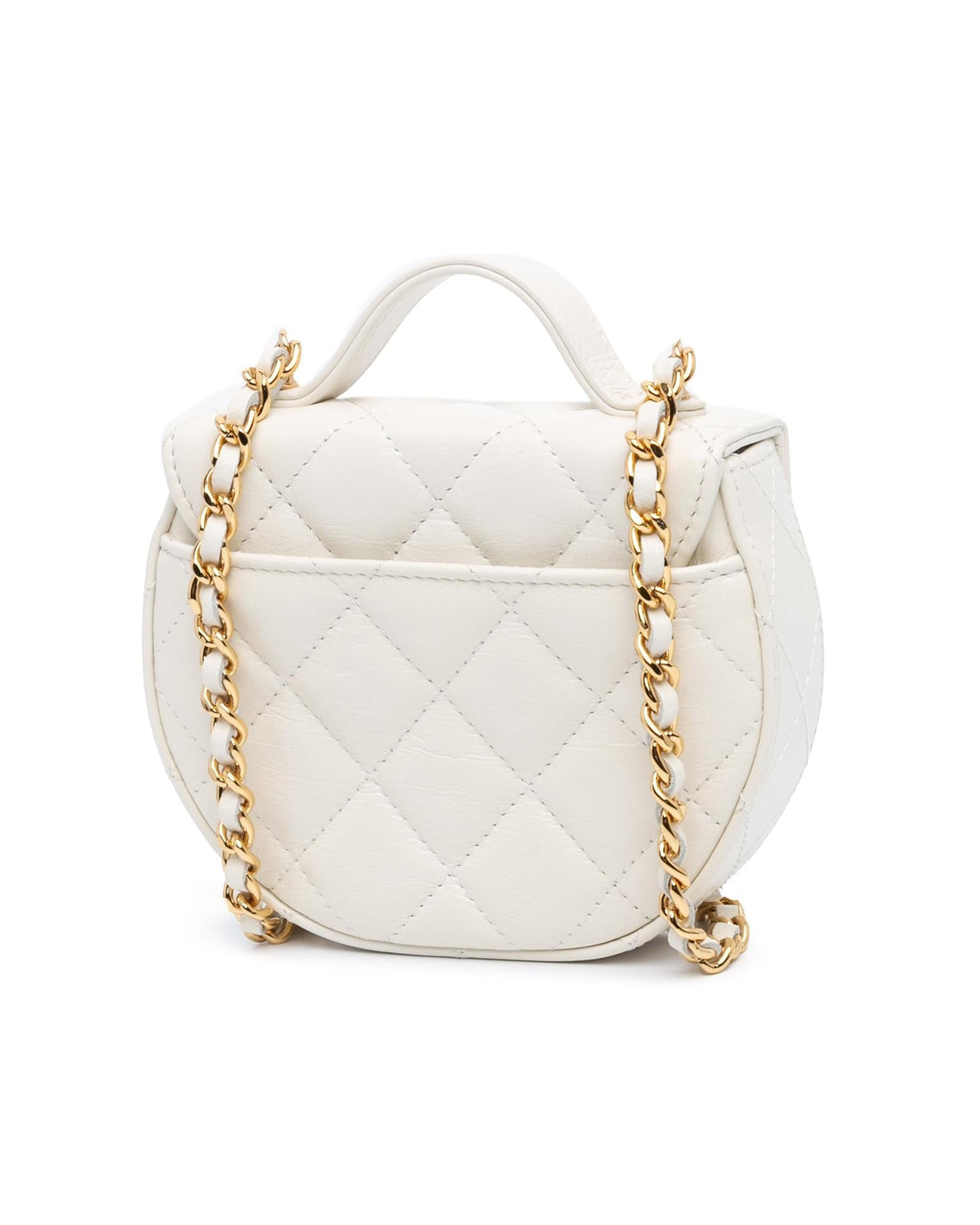 Quilted Calfskin Top Handle Clutch with Chain