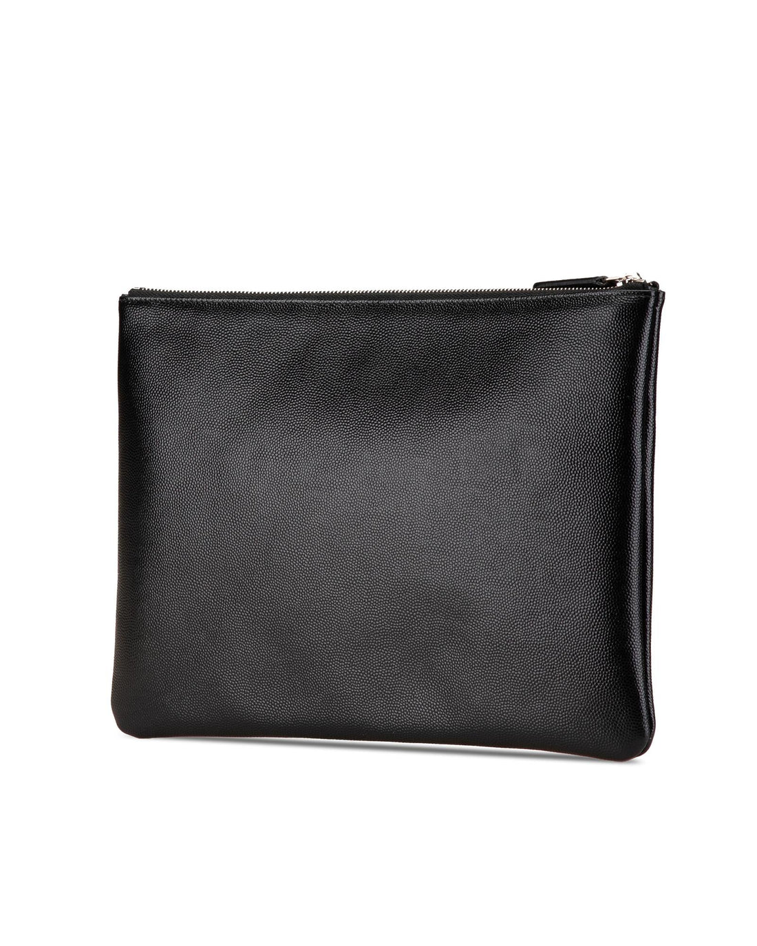 Studded Leather Clutch with Top Zip Closure