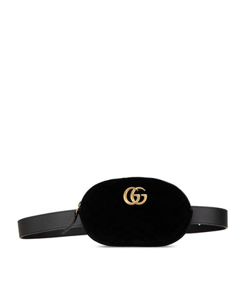 Matelasse Velvet Belt Bag with Leather Strap